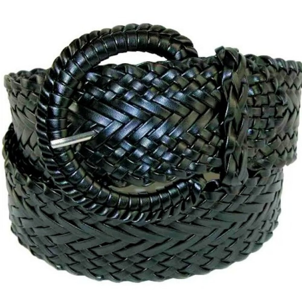 Jet Black Braided Woven Belt